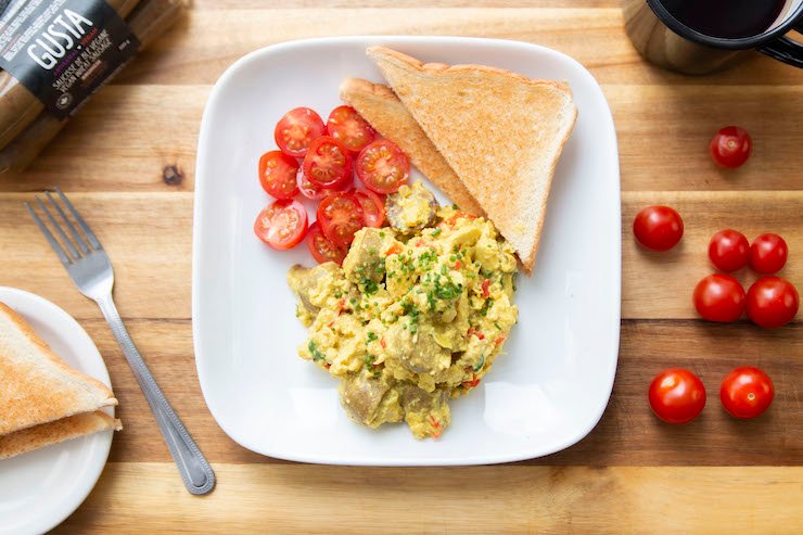 Vegan Sausage Tofu Scramble