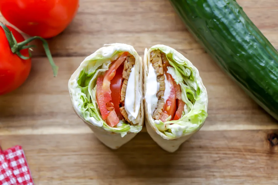 Vegan Tempeh Bacon Wraps