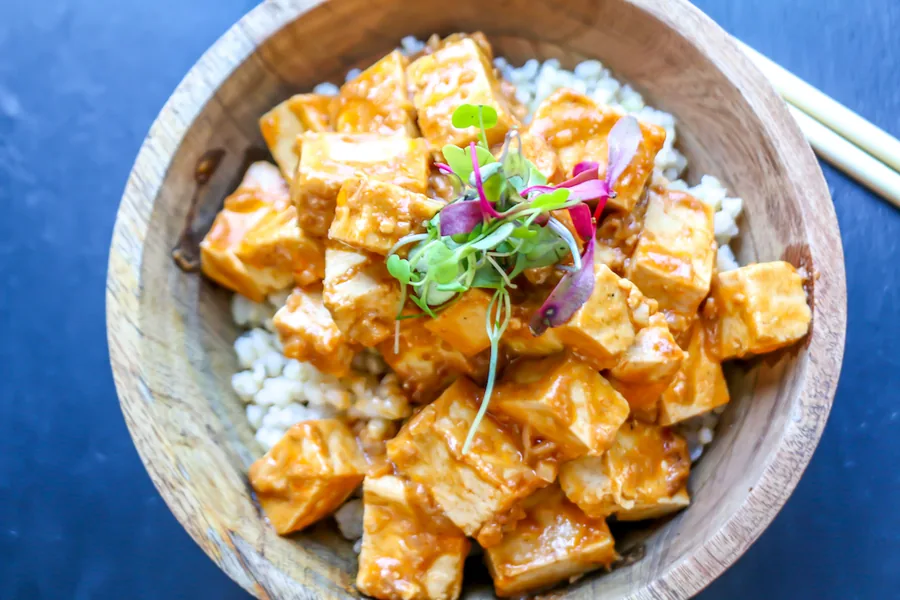 Spicy tofu with peanut sauce
